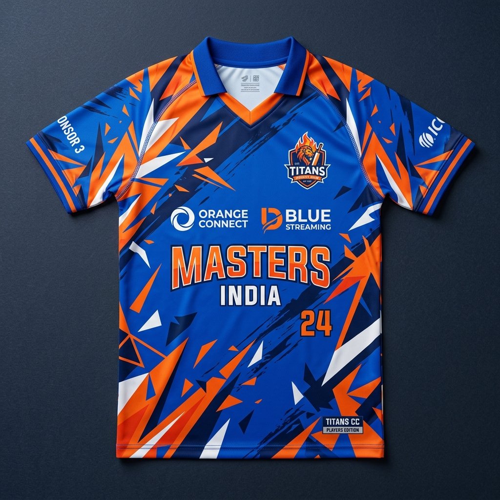 Modern custom full sublimation cricket jersey in blue and orange