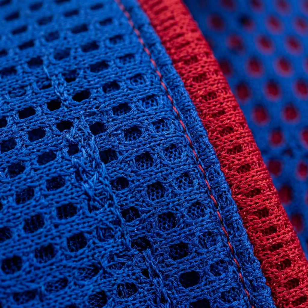 Macro shot of premium breathable Dri-Fit football jersey fabric